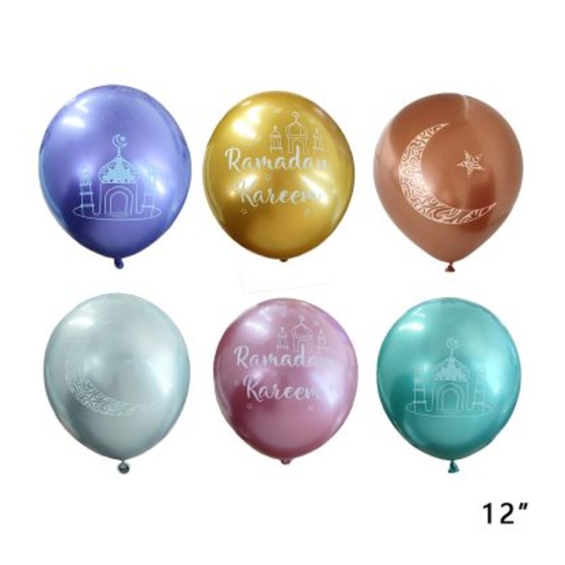RAMADAN PRINTED CHROME MIX BALLOON (12 PK)