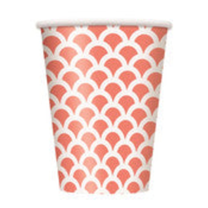 SCALLOP CORAL 6 X 355ML (12OZ) PAPER CUPS