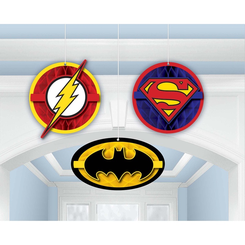 Justice League Honeycomb Decorations 3pcs