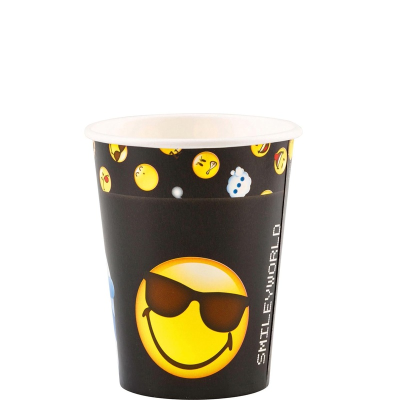 Smiley Emoticons Paper Cups 8oz, 8pcs