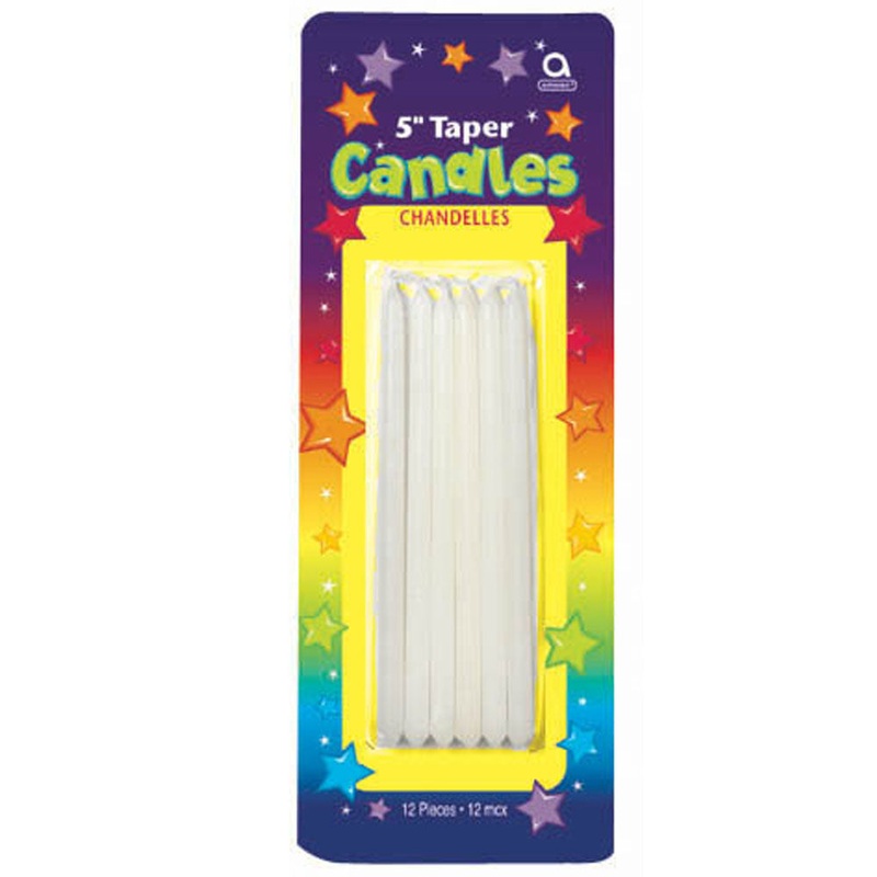 White Mini Tapers 5in, 12pcs