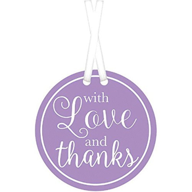 With Love And Thanks Lavender Tags 2in, 25pcs