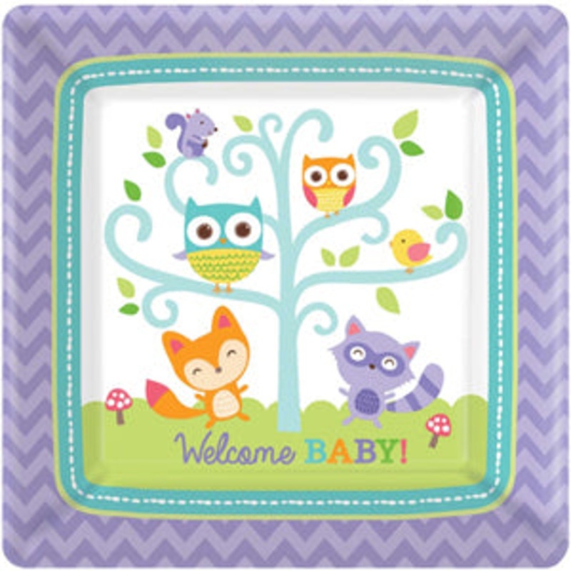 Woodland Welcome Square Plates 7in, 8pcs