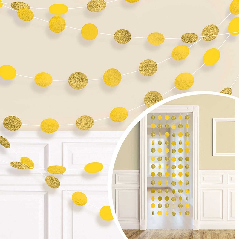 Yellow Sunshine Round Glitter String Decorations 7ft, 6pcs