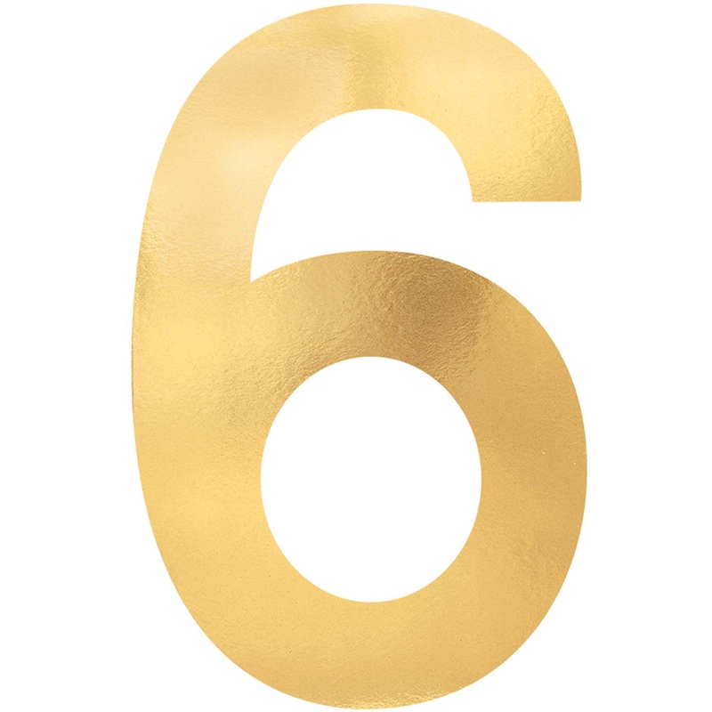 #6 Gold Small Cutout Decoration 9in, 6pcs