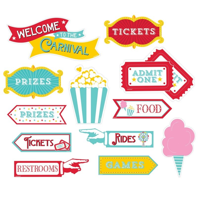 Carnival Cutouts Paper 8in, 12pcs
