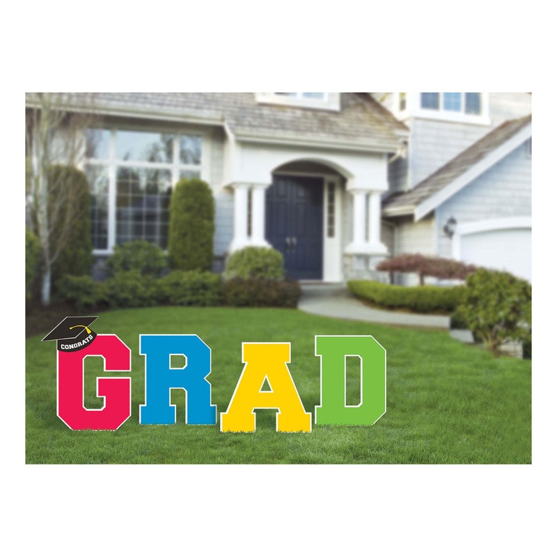 Graduation Multicolor Yard Stakes 4pcs