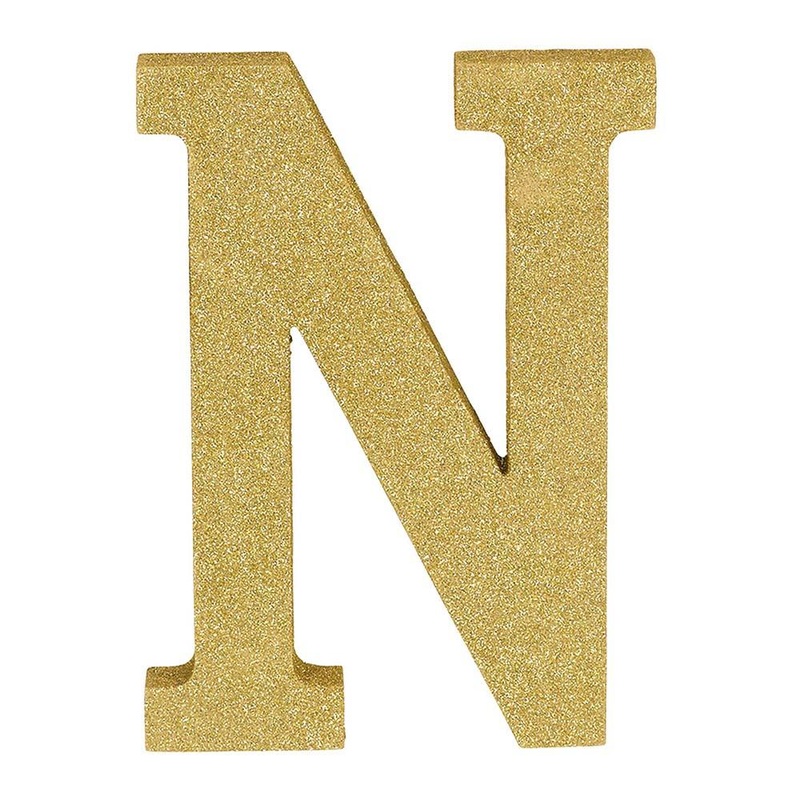Letter N Glitter Wood Table Decoration