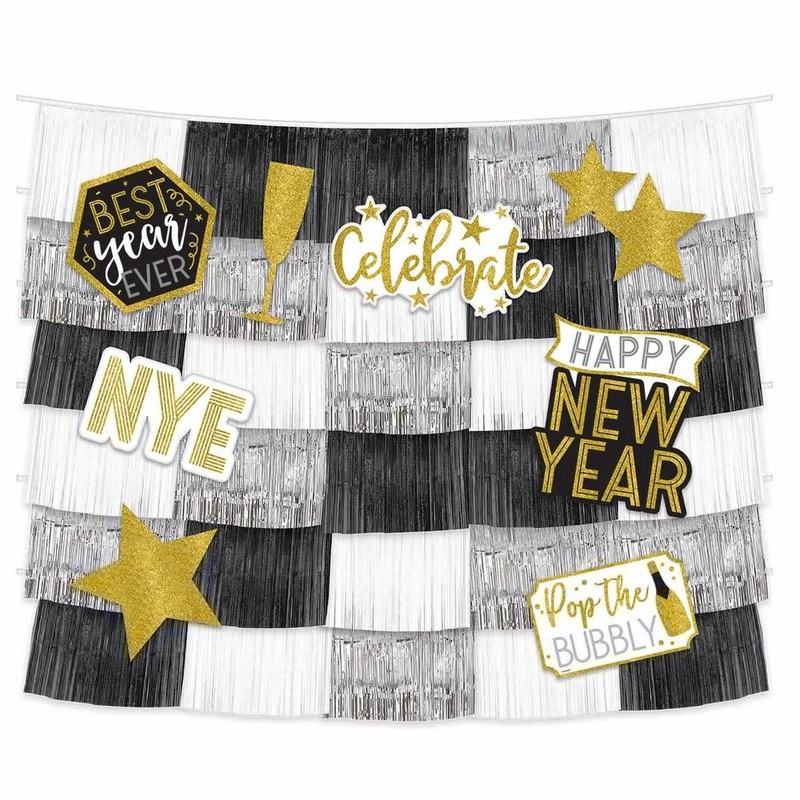 New Years Fringe Backdrop With Cutouts