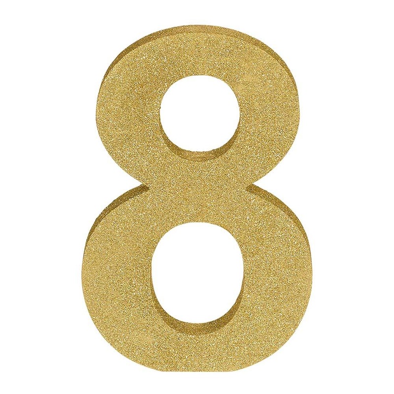 Number 8 Glitter Wood Table Decoration