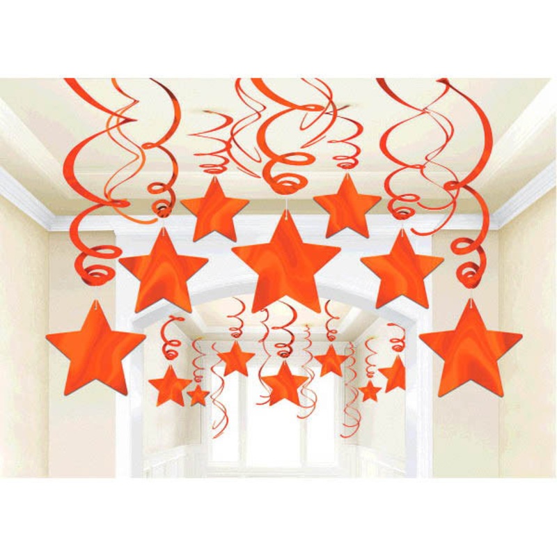Orange Peel Shooting Stars Swirl Decorations 30pcs