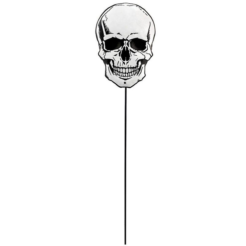 Skull Metal Yard Stake 23in