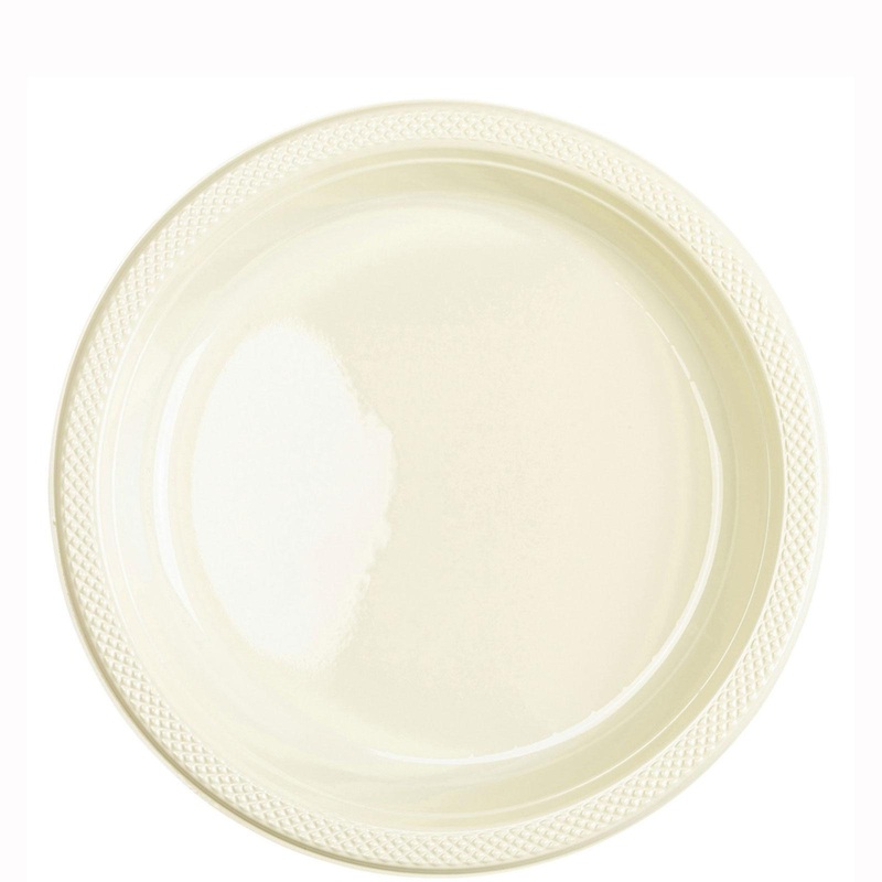Vanilla Creme Plastic Plates 9in, 20pcs
