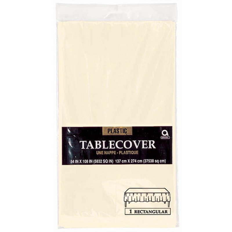 Vanilla Creme Plastic Table Cover 54 x 108in