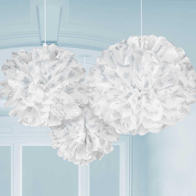 Fluffy Snowflakes Hanging Decoration 3pcs