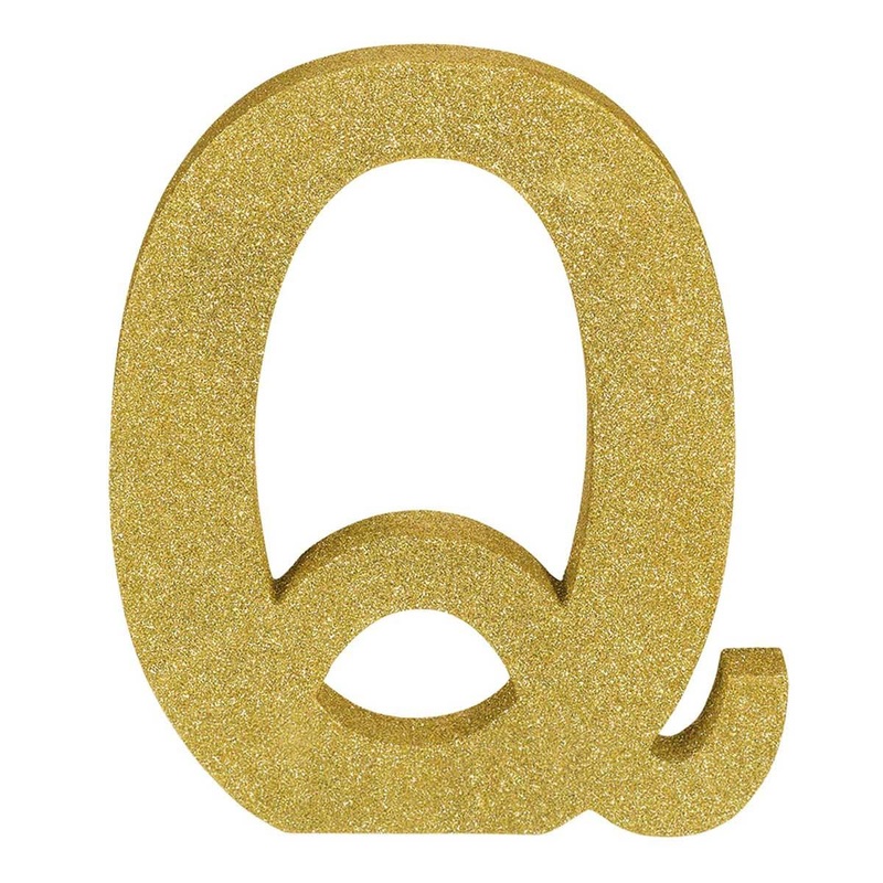Letter Q Glitter Wood Table Decoration