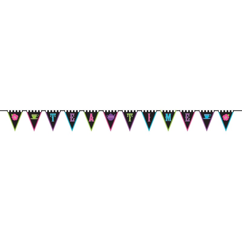 Mad Tea Party Fabric Pennant Banner