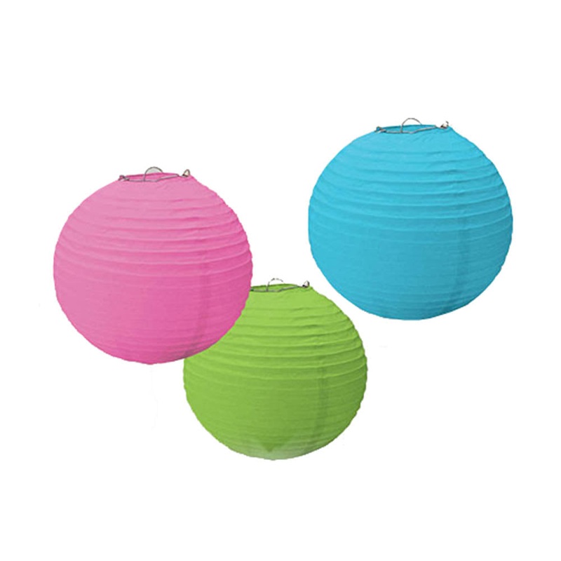 Multicolor Round Paper Lanterns 9.50in 3pcs