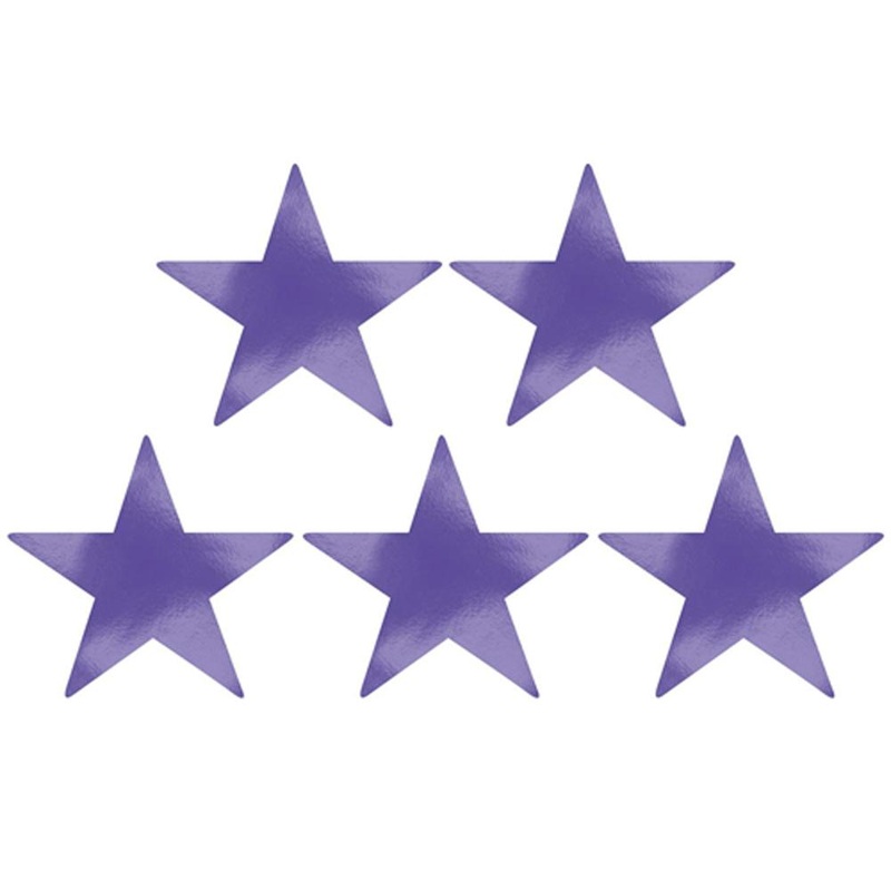 New Purple Star Foil Cutout 9in 5pcs