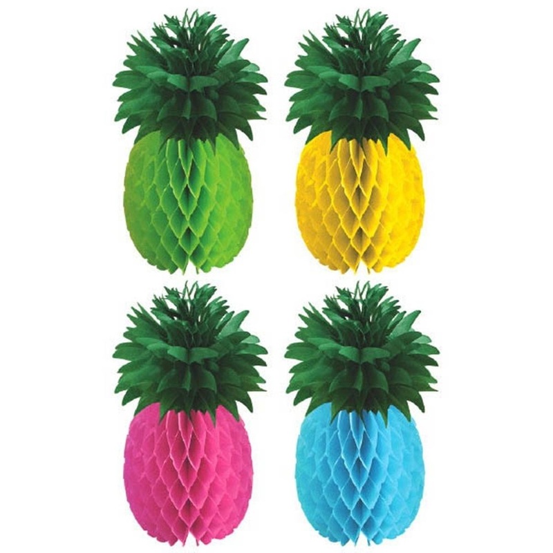 Pineapple Honeycomb Centerpiece Multi Colors 4pcs