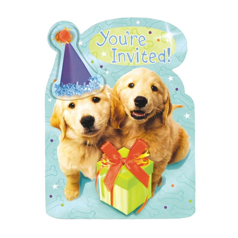 Puppy Jumbo Invitations 8 x 6in, 8pcs