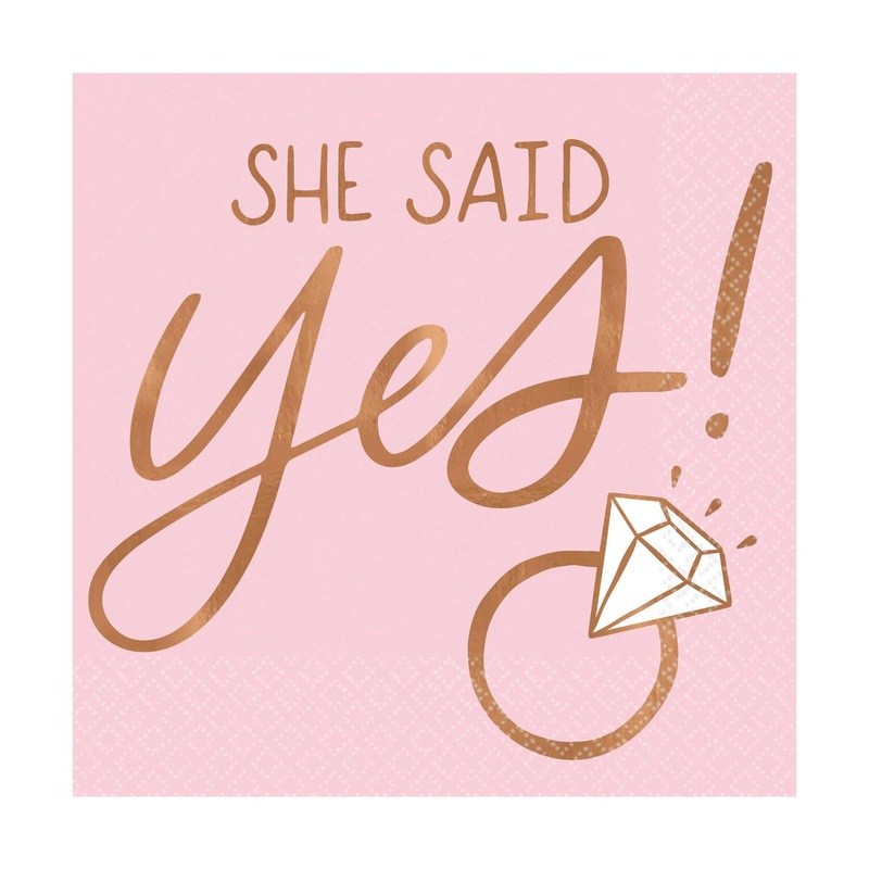 She Said Yes Hot Stamped Beverage Napkin 16pcs