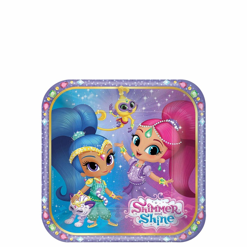 Shimmer and Shine Paper Square Plate 7in 8pcs