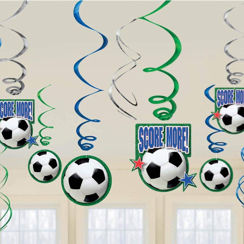Soccer Swirl Decorations 12pcs
