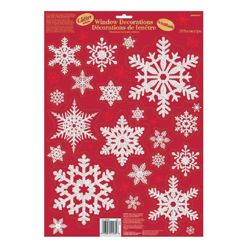 Traditional Snowflakes Glitter Window Decoration