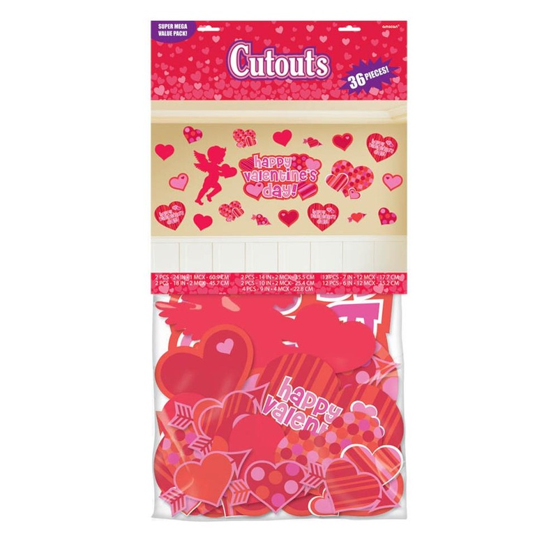 Valentine Printed Paper Cutouts 36pcs