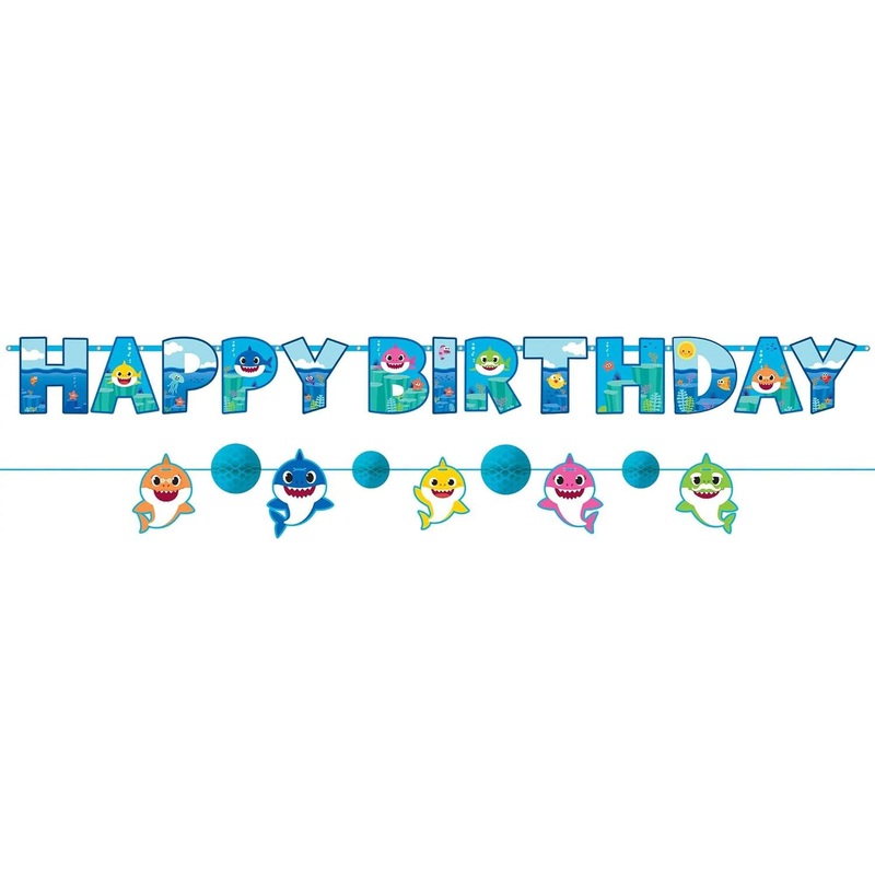 Baby Shark Happy Birthday Banner Kit Decoration 2pcs