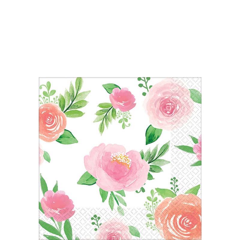 Baby Shower - Floral Baby Girl Beverage Tissues 16pcs