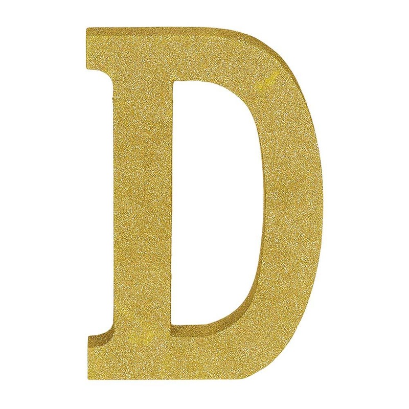 Letter D Glitter Wood Table Decoration