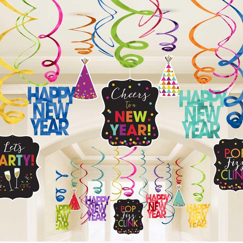 New Year's Foil Swirls Jewel Tones 30pcs