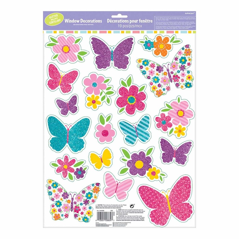 Spring Multicolor Glitter Window Decoration