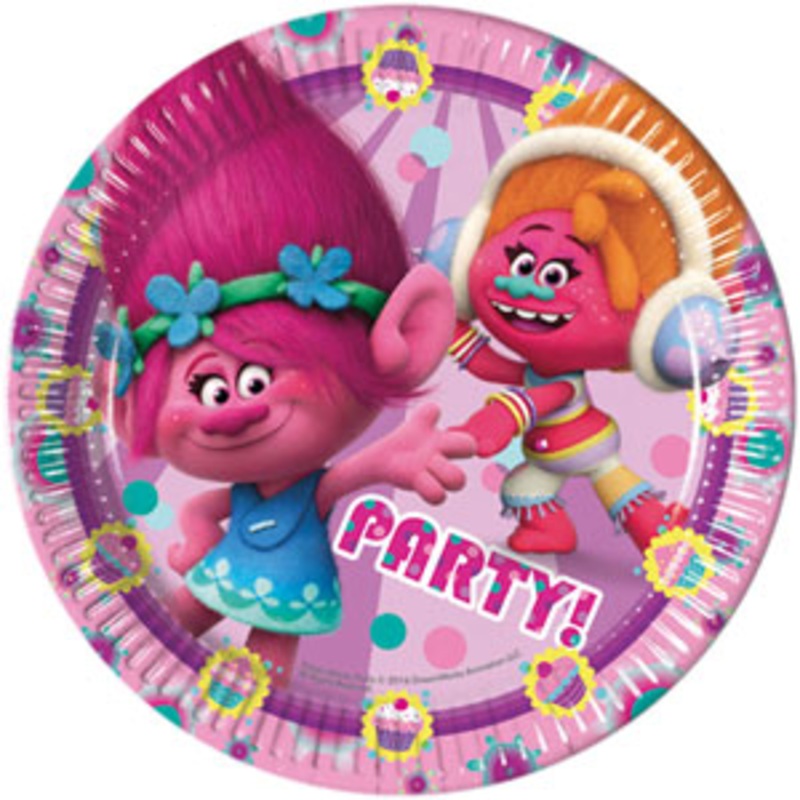 Trolls Paper Plates 9in, 8pcs