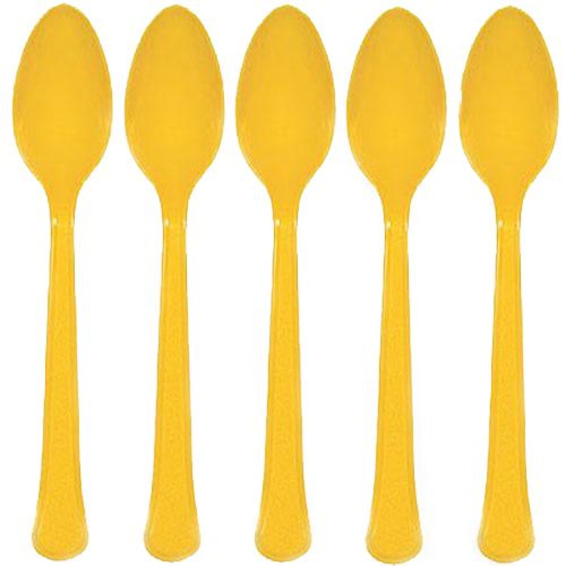 Yellow Sunshine Heavy Weight Plastic Spoons 20pcs