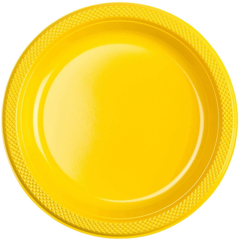 Yellow Sunshine Plastic Plates 10.25in, 20pcs