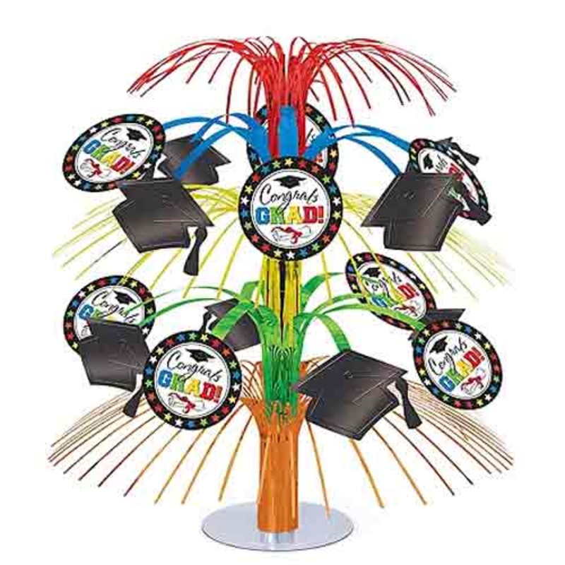 Grad Multii-Color Cascade Foil& Paper Centerpiece 14in