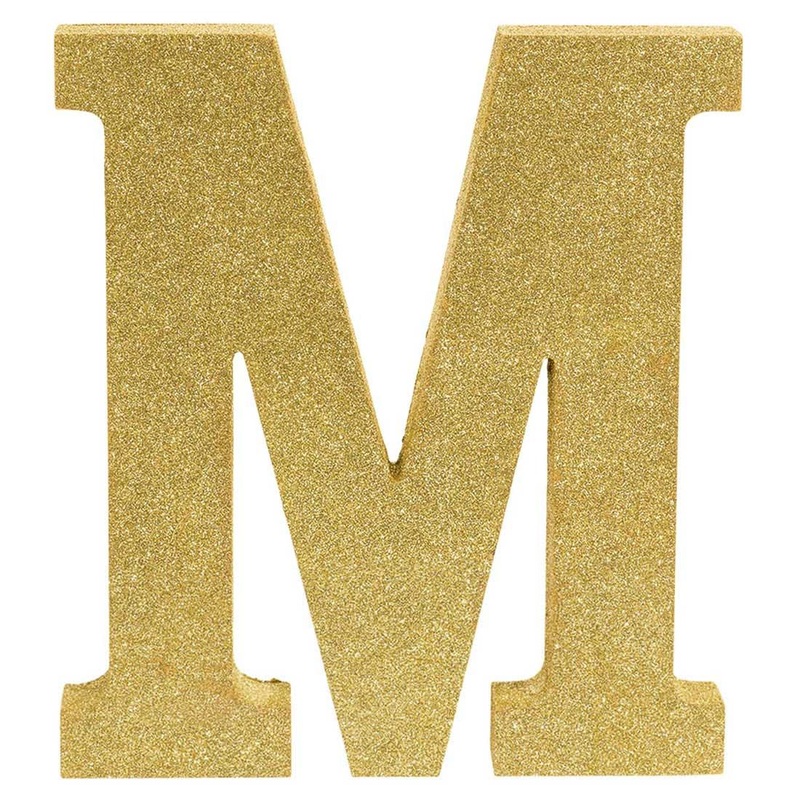 Letter M Glitter Wood Table Decoration