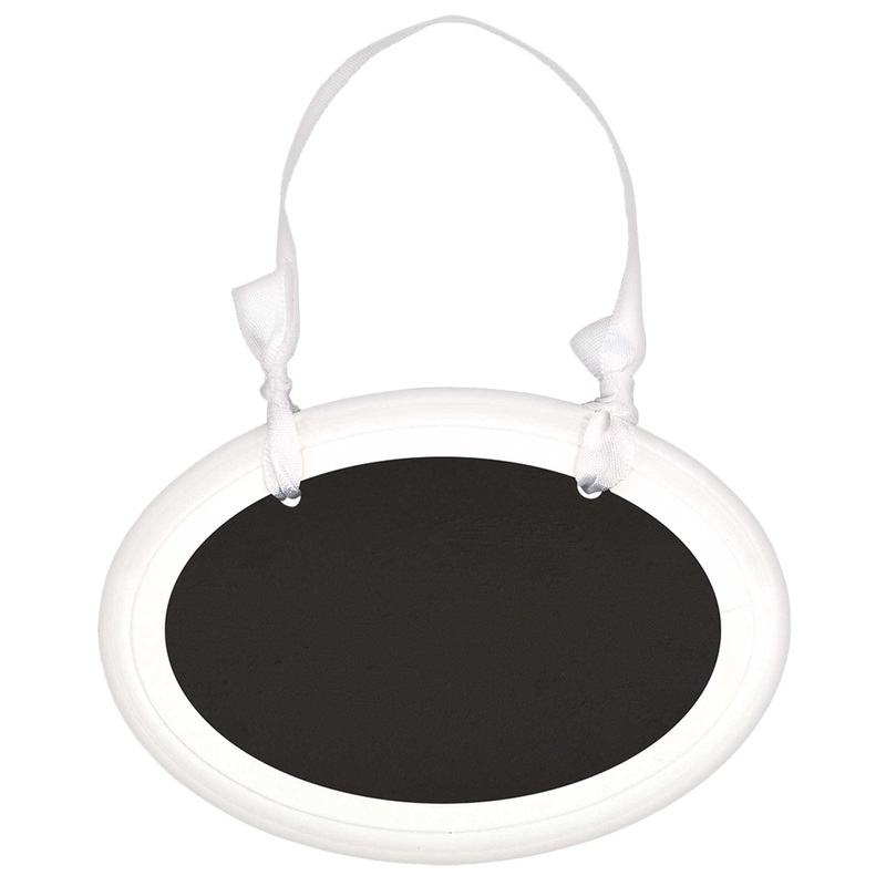 White Oval Mini Glitter Chalkboard Sign 2.75in x 4in