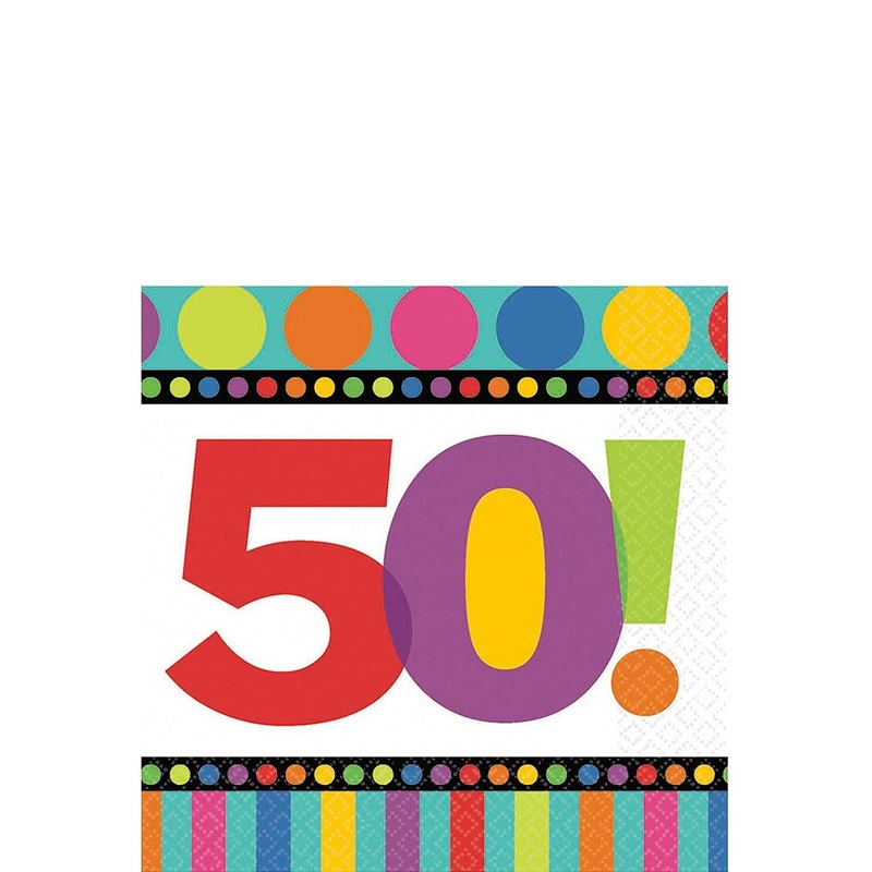 50! Birthday Dots & Stripes Beverage Tissues 16pcs