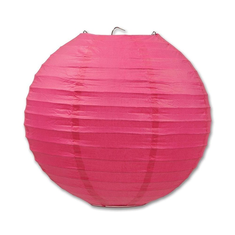 Bright Pink Round Paper Lanterns 9.50in 3pcs