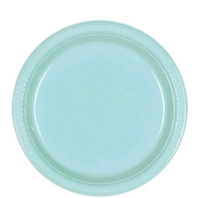 Robin's Egg Blue Plastic Plates 9in, 20pcs