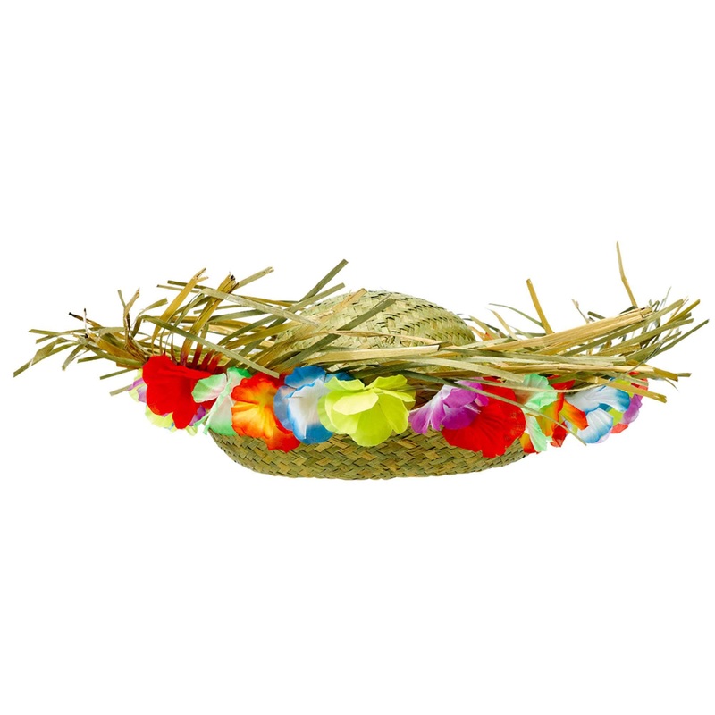 Straw Hat With Floral Trim