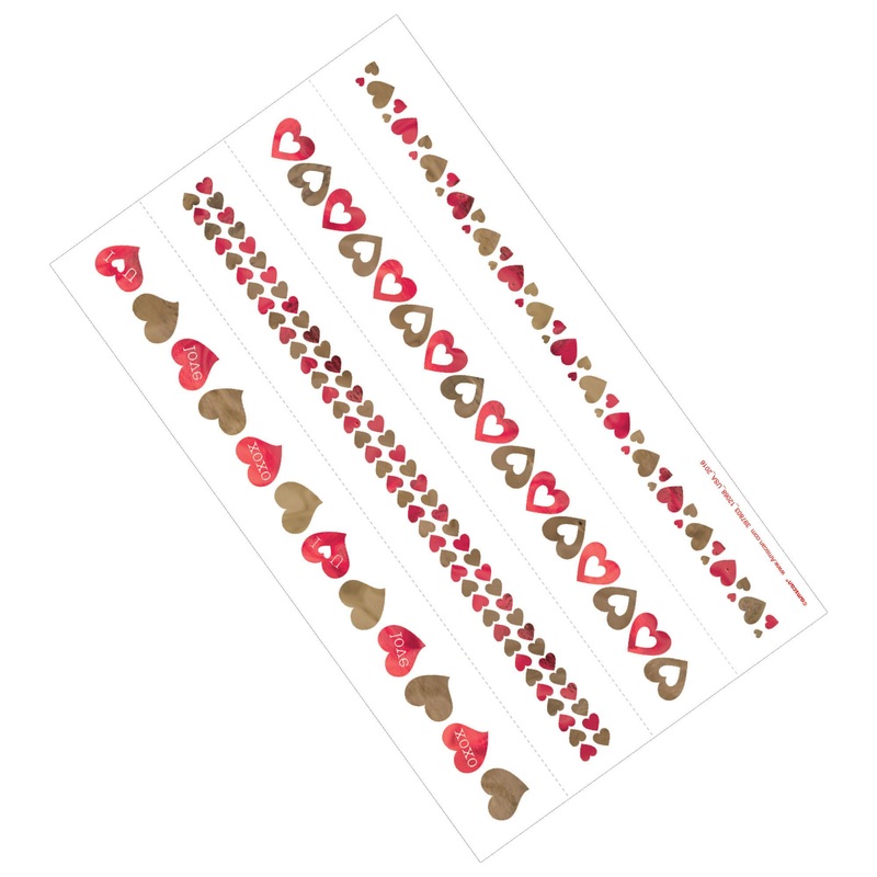 Valentine Bracelet Tattoos 2 sheets, 8pcs