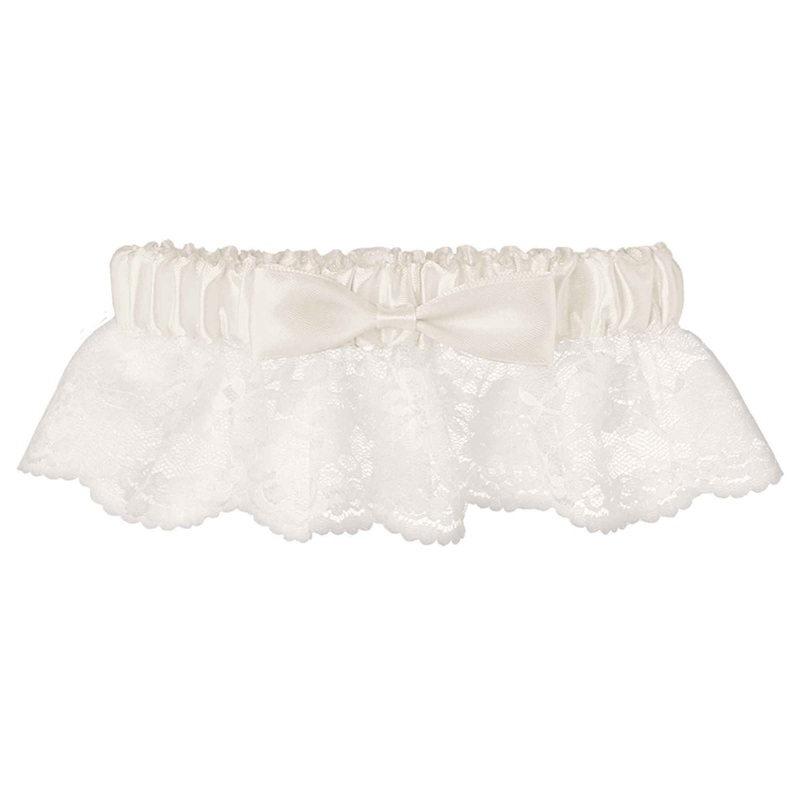 White Garter Lace With Ivory Ribbon One Size