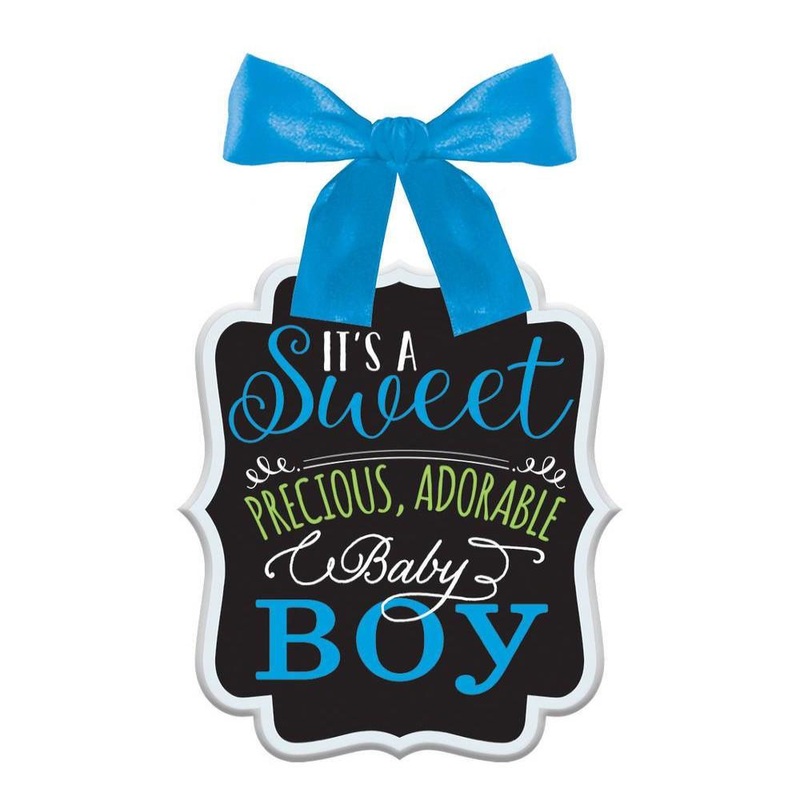 Baby Shower Boy Sign - Ribbon Bow Hanger