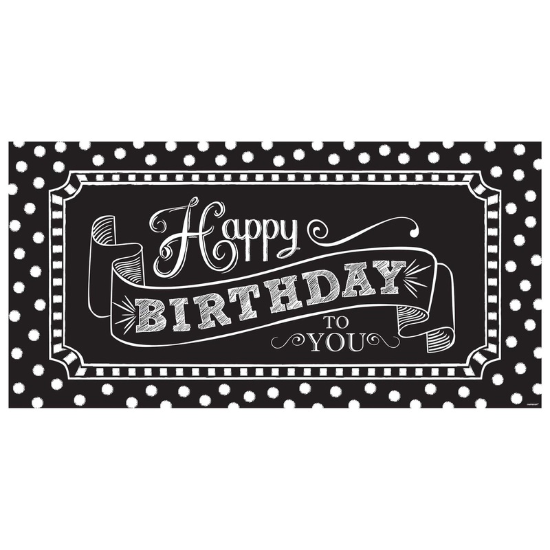 Black & White Happy Birthday Party Sign