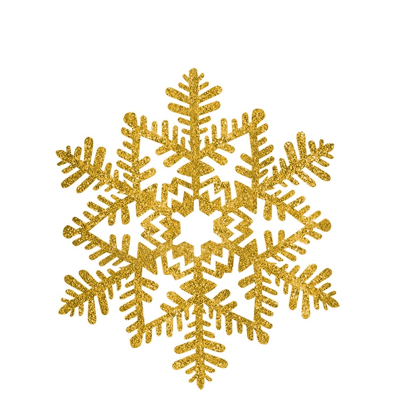 Gold Glitter Snowflakes Decoration 6.5in